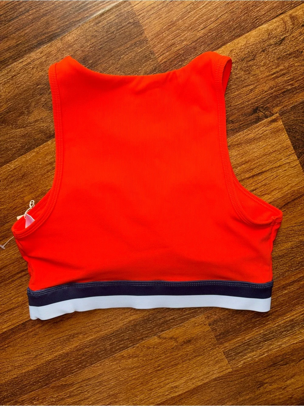 NWT Wilo Contra Sports Bra Bright Orange Navy White Size Small NEW
